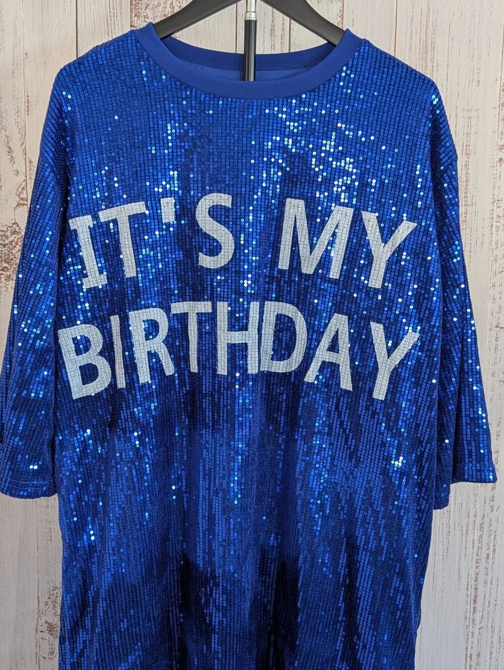 Item 1: Royal Blue "It's My Birthday" All-Over Sequin T-Shirt Dress Etsy Vintage